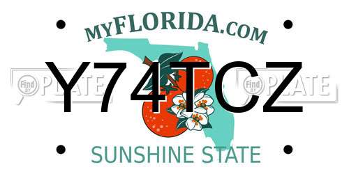 Y74TCZ Florida License Plate
