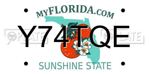 Y74TQE Florida License Plate