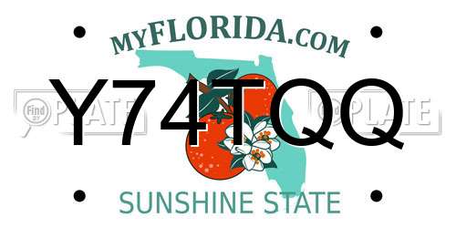 Y74TQQ Florida License Plate