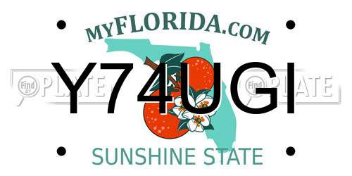 Y74UGI Florida License Plate