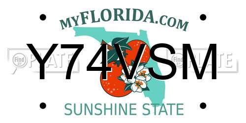 Y74VSM Florida License Plate