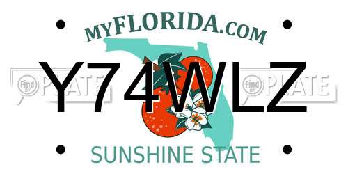 Y74WLZ Florida License Plate