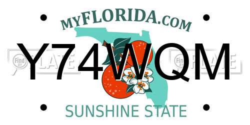 Y74WQM Florida License Plate