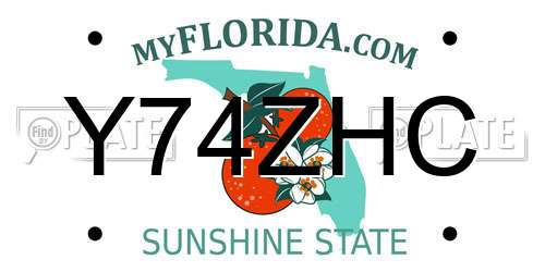 Y74ZHC Florida License Plate