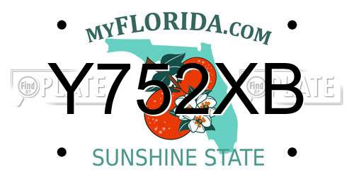 Y752XB Florida License Plate