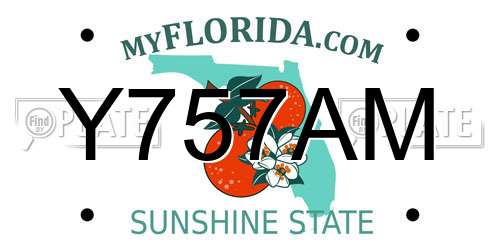 Y757AM Florida License Plate