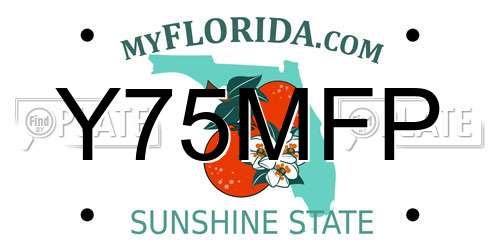 Y75MFP Florida License Plate