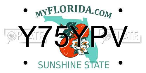 Y75YPV Florida License Plate