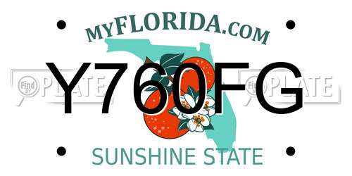 Y760FG Florida License Plate