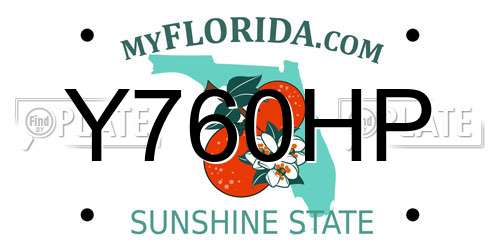 Y760HP Florida License Plate