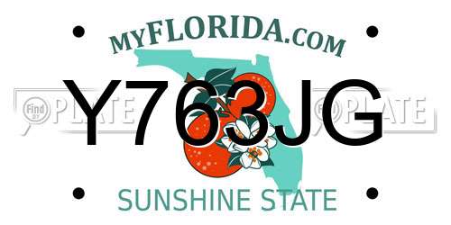 Y763JG Florida License Plate