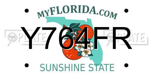 Y764FR Florida License Plate