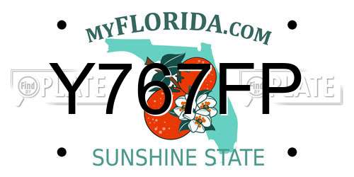 Y767FP Florida License Plate