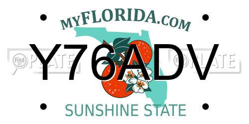 Y76ADV Florida License Plate