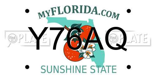 Y76AQ Florida License Plate