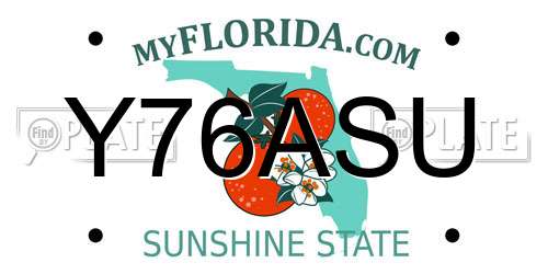 Y76ASU Florida License Plate