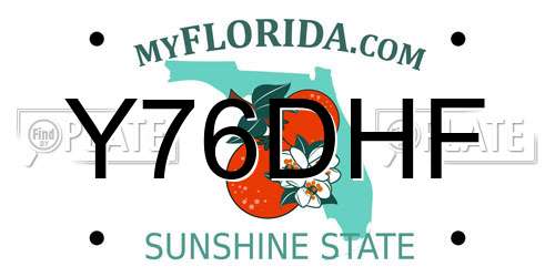 Y76DHF Florida License Plate