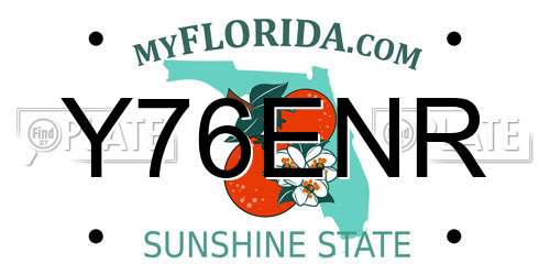 Y76ENR Florida License Plate