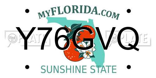 Y76GVQ Florida License Plate