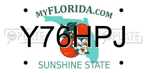 Y76HPJ Florida License Plate