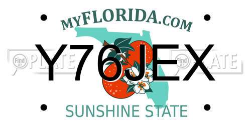 Y76JEX Florida License Plate
