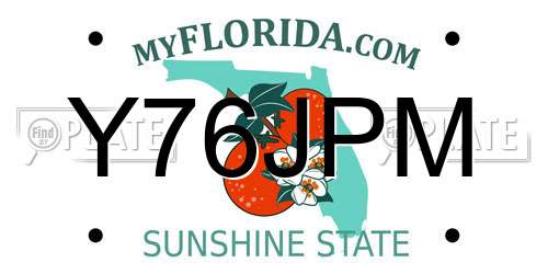 Y76JPM Florida License Plate
