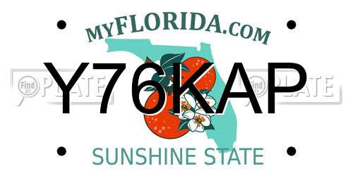 Y76KAP Florida License Plate