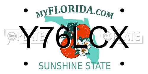 Y76LCX Florida License Plate