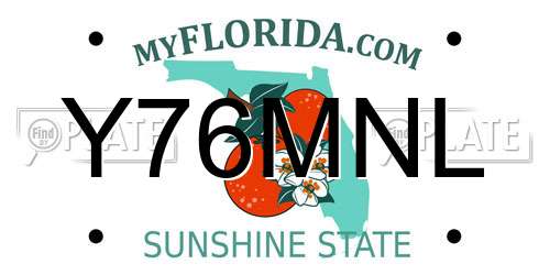 Y76MNL Florida License Plate