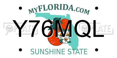Y76MQL Florida License Plate