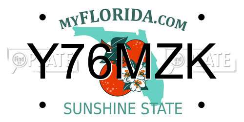 Y76MZK Florida License Plate