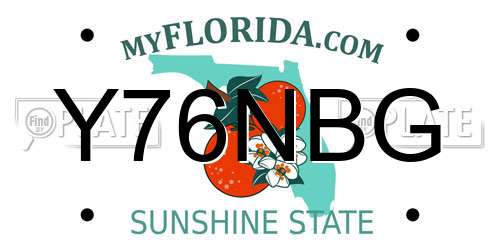 Y76NBG Florida License Plate
