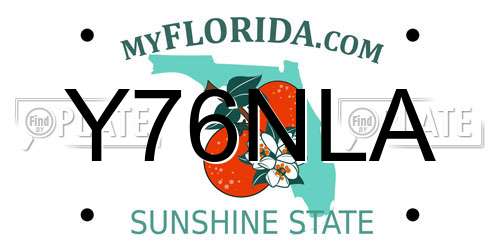 Y76NLA Florida License Plate