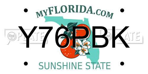Y76PBK Florida License Plate