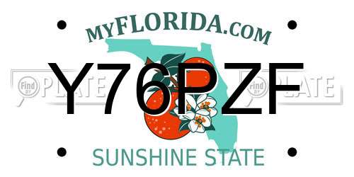 Y76PZF Florida License Plate
