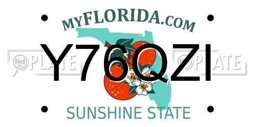 Y76QZI Florida License Plate