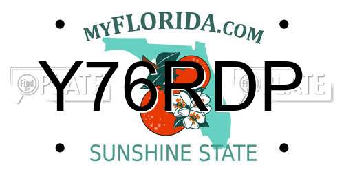 Y76RDP Florida License Plate