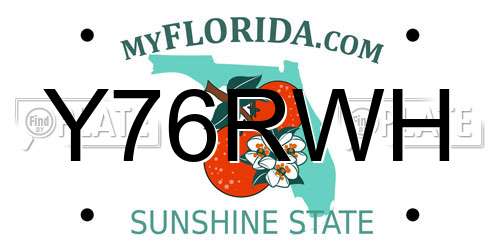 Y76RWH Florida License Plate