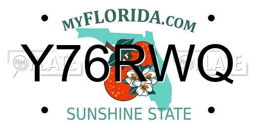 Y76RWQ Florida License Plate