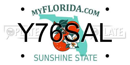 Y76SAL Florida License Plate