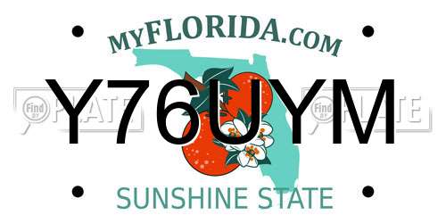 Y76UYM Florida License Plate