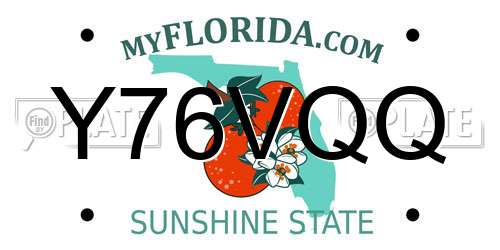 Y76VQQ Florida License Plate