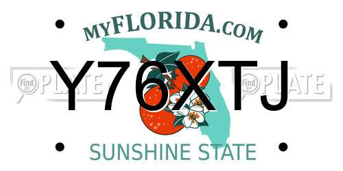 Y76XTJ Florida License Plate