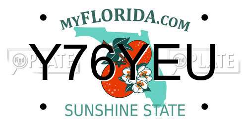 Y76YEU Florida License Plate