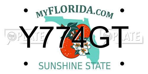 Y774GT Florida License Plate