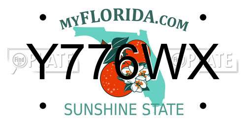 Y776WX Florida License Plate