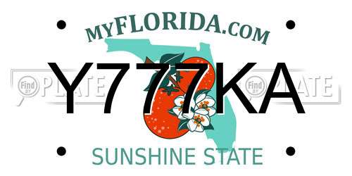 Y777KA Florida License Plate