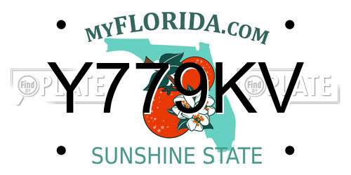 Y779KV Florida License Plate