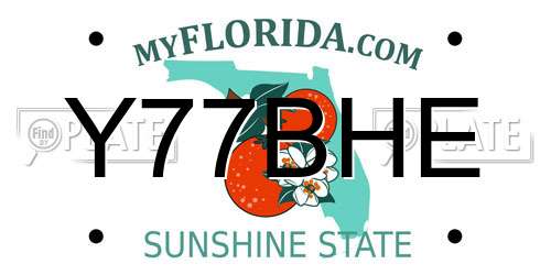 Y77BHE Florida License Plate