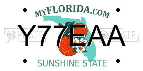 Y77EAA Florida License Plate